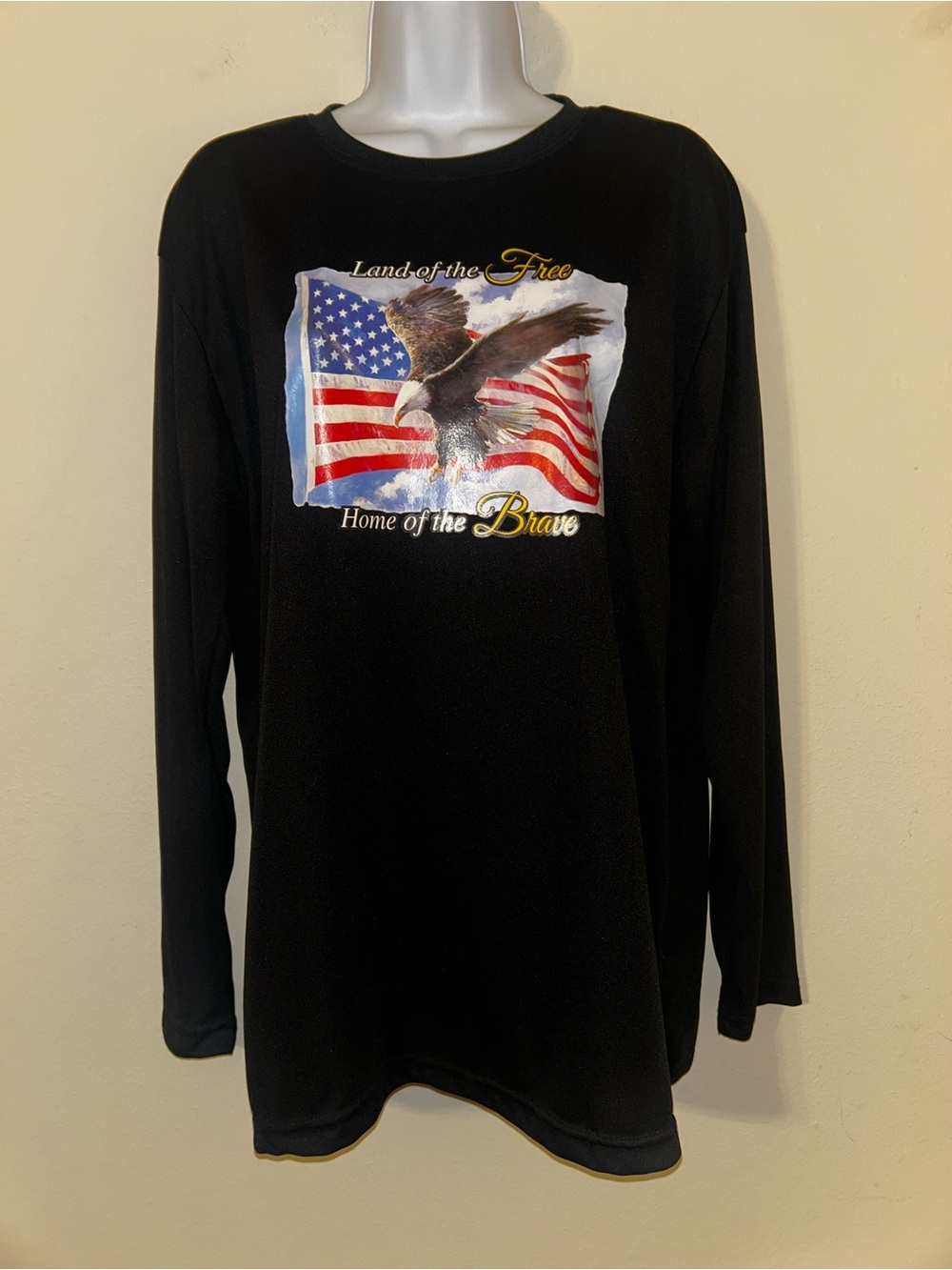 Land of the Free Home of the Brave Eagle and Flag Long-Sleeved Shirt